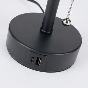 Brilagi - Asztali lámpa USB-porttal TABLON 1xE27/25W/230V fekete