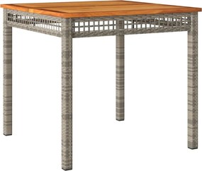 vidaXL szürke polyrattan és akácfa kerti asztal 80 x 80 x 74 cm