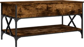 vidaXL füstös tölgy szerelt fa és fém dohányzóasztal 100 x 50 x 50 cm
