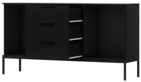 Komód MEORATI 150x40 cm, fekete/tölgy artisan