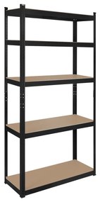 Polcos fém állvány 2 az 1-ben 5 polc garázshoz 180x90x40cm polconkénti teherbírással 750kg fekete