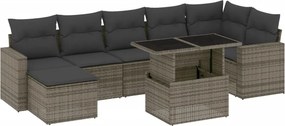 vidaXL 8 részes szürke polyrattan kerti ülőgarnitúra párnákkal