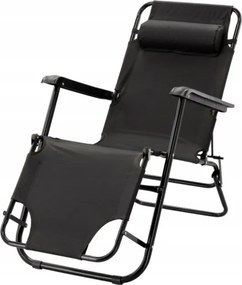 Összecsukható Kerti Napozóágy Állítható Fejtámlával, Fekete