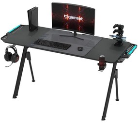 Gaming asztal FALCON LED RGB háttérvilágítással 156x60 cm fekete