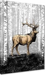Vászonkép 70x100 Szarvas Nyírfa Erdő