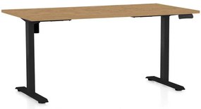 OfficeTech B állítható magasságú asztal, 160 x 80 cm, fekete alap, köves tölgy