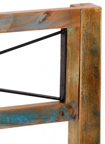Vintage Fa Ágykeret - Tömör Újrahasznosított Fa, 166x212 cm, Egyedi Kivitelezés - Stabilitás és Elegancia Otthonában!