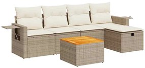 vidaXL 6 részes bézs polyrattan kerti ülőgarnitúra párnával