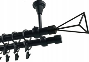 Dupla függönykarnis Fém Mennyezeti 19+19mm Fekete Matt 360cm Geometric