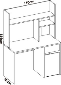 Polcos íróasztal 98,5x45,3x162,5cm szürke FUR1232-3
