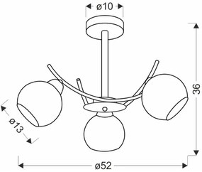Csillár rúdon AMOS 3xE27/40W/230V arany