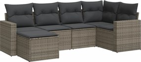 vidaXL 6 részes szürke polyrattan kerti ülőgarnitúra párnákkal