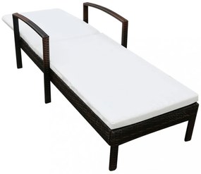 barna polyrattan napozóágy párnával