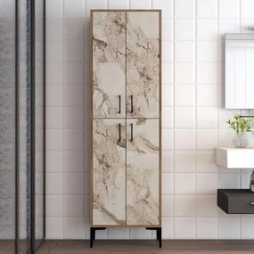 Tároló szekrény Berlin A - Diós, Fehér Marble