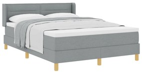 Boxspring ágy matraccal, világosszürke, 140x190 cm, szövet.