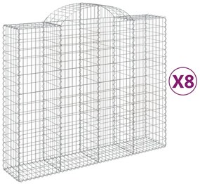 8 db íves horganyzott vas gabion kosár 200x50x160/180 cm