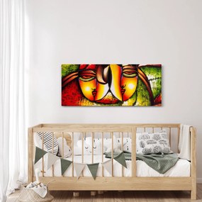 Kép - olajfestmény, absztrakt arcok (120x50 cm)