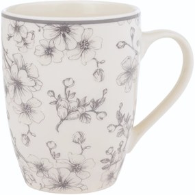 6 darab kerámia bögre szelíd virágok 300 ml, szürke