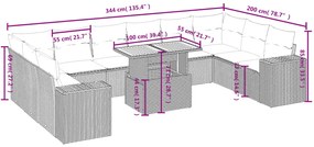 11 részes bézs polyrattan kerti ülőgarnitúra párnákkal