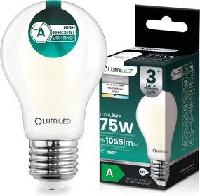 Led E27 Filament Izzó A Osztály 4,9W 1055LM 75W 4000K 360° Lumiled
