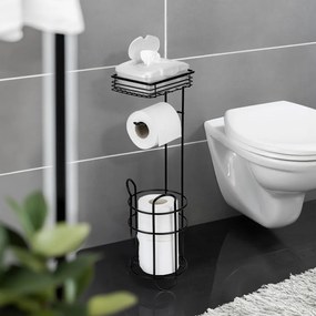 Fekete acél WC-papír tartó állvány – Wenko