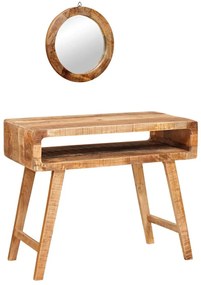 Öltözködőasztal polcokkal Barna 90 x 76 x 45 cm tömör mangófa
