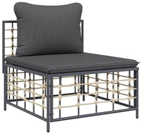 vidaXL 10 részes antracitszürke polyrattan kerti ülőgarnitúra párnával
