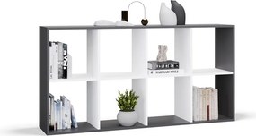 Malax 2x4 polc, 147x75x30 cm, antracit-fehér