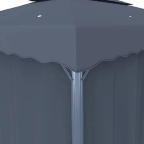 antracitszürke pavilon függönnyel és LED fényfüzérrel 4 x 3 m