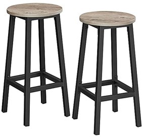 VASAGLE 2 db-os bárszék szett, Magas konyhai székek, Szürkés bézs és fekete