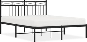 vidaXL fekete fém ágykeret fejtámlával 140 x 190 cm