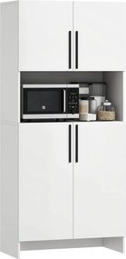 HOMCOM Konyhai Szekrény Étkezőszekrény Munkaasztallal, 2 Ajtóval, 2 Szekrénnyel, Magas Szekrény Silent Zsanérokkal, Mikrohullámú Szekrény Modern Dizáj