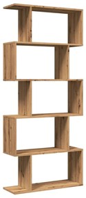 5 szintes kézműves tölgy fa elválasztó könyvespolc 70x24x161 cm
