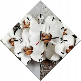 Órák 42x42 Fehér orchideák és mozaik