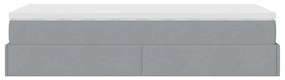 Ottomán ágykeret matraccal világosszürke 90x190cm szövet