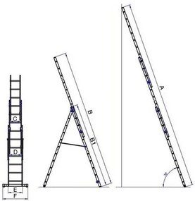 G21 háromrészes létra 7,6m 3x11 létrafok