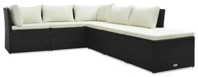 4 részes barna polyrattan kerti bútorszett párnával