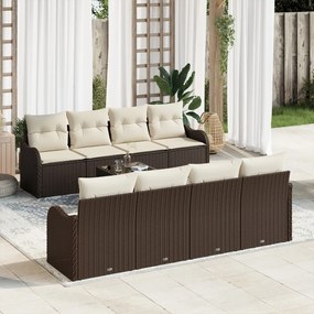 Kerti Kanapé Szett 9 pcs Barna 55 x 55 x 37 cm Poli rattan