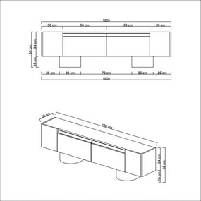 TV szekrény Bohem - Anthracite, Black