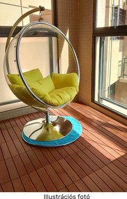 Függő fotel állvánnyal, átlátszó/ezüst/szürke, BUBBLE NEW TYP 3