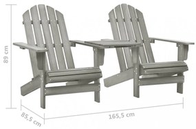 szürke tömör fenyőfa kerti Adirondack székek teázóasztallal