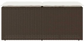 barna polyrattan kerti pad párnával 110x40x44 cm