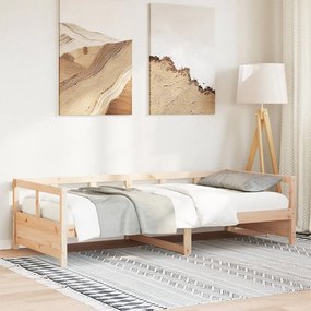 természetes színű tömör fenyőfa kanapéágy 90 x 190 cm