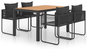 5 részes fekete és barna PVC rattan kerti étkezőgarnitúra