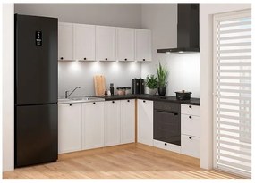 Sarokkonyha Junona Line 200 + 200 cm (tölgy bernstein + fehér + metál). 1118328