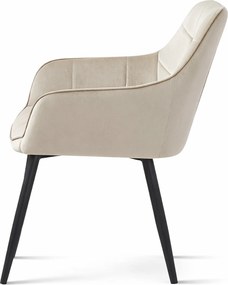 Étkezőfotel VARSI VELVET fekete lábakkal, bézs