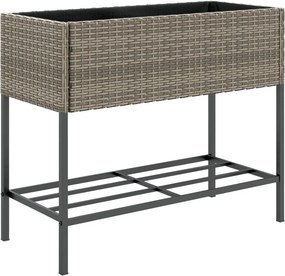 vidaXL szürke polyrattan kerti ültetőláda polccal