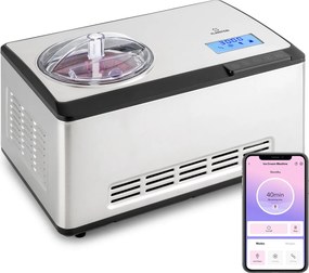 Klarstein Dolce Bacio Smart, fagylaltgép és joghurtkészítő, kompresszor, 2 L, WiFi, érintőképernyő, rozsdamentes acél