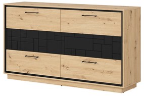 Komód Pont KOM6S (artisan tölgy + matt fekete). Akció -18%. 1063043