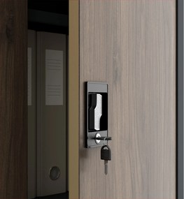 Antracit / dió rekeszes fémszekrény: Eco Design TOMASZ, 900 x 1850 x 450 mm